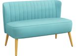 Homcom Divano A 2 Posti In Tessuto Imbottito Divano Doppio Sedute Mobili Salotto Divano In Legno Vellutato Polistirolo Verde 117 X 56,5 X 77 Cm