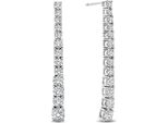 New Bling 9NB-1286 Orecchini In Argento Con Pietre Di Zirconio - 50X3,8 Mm - Orecchini - 2 File - Zirconi - Rodio - Argento
