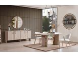 Set Completo Per Sala Da Pranzo Beige Tavolo Da Pranzo Sedie Credenza Specchio