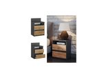 Vicco Nachttisch Monty, 39,6 X 59,1 Cm, Anthrazit Eiche Mit 2 SchubfäCher, Schlafzimmer