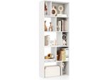 Costway Libreria A 5 Livelli, Scaffale Espositivo Organizzatore Per La Casa, Scaffale In Legno Con 10 Scomparti, Divisorio Per Ambienti Indipendente Bianco