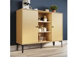Sonni Cassettiera A 2 Ante Colore Legno Originale 120X35X93 Cm Armadio, Ampio Spazio Di Archiviazione, Armadi Da Soggiorno