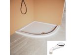 Sonni Piatto Doccia Arrotondato, Con Set Di Scarico, 80X80Cm, Copertura Per Scarico A Pavimento In Acciaio Inox Smc, Antiscivolo, Scarico Rapido