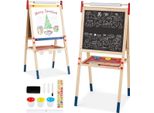 Cavalletto Per Bambini Costway 3 In 1, Lavagna Per Bambini, Lavagna Bianca & Lavagna A Gesso & Carta Da Disegno, Lavagna A Cavalletto, Lavagna Da Gioco, Lavagna In Legno, Regolabile In Altezza, Accessori Inclusi