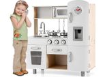 Costway Cucina Per Bambini Con Luci E Suoni Realistici E Frigorifero 72,5 X 29 X 81,5 Cm Bianco