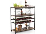 Costway Portabottiglie A 5 Livelli, Mobile Bar Indipendente Con 2 Portabottiglie E Portabicchieri, Piano Spazioso E Ripiani Aperti, Mobile Vino Per Cucina, Sala Da Pranzo, Buffet, Marrone Rustico