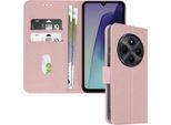 Avizar, Custodia In Pelle Finta Con Funzione Di Supporto Per Xiaomi Redmi 14C, Oro Rosa