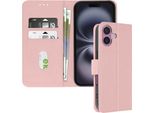 Avizar, Custodia In Ecopelle Con Funzione Di Supporto Per Apple Iphone 16 Plus, Oro Rosa