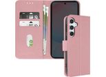 Avizar, Custodia In Ecopelle Con Funzione Di Supporto Per Samsung Galaxy S24 Fe, Oro Rosa