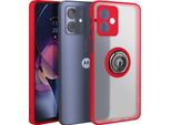 Avizar, Custodia Per Cellulare Per Motorola Moto G54 Anello Di Metallo, Supporto Video, Rosso