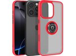 Avizar, Custodia Per Telefono Cellulare Per Apple Iphone 16 Pro Anello In Metallo, Supporto Video, Rosso
