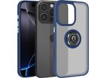 Avizar, Custodia Per Cellulare Per Apple Iphone 16 Pro Anello In Metallo, Supporto Video, Blu Scuro