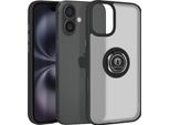 Avizar, Custodia Per Cellulare Per Apple Iphone 16 Anello In Metallo, Supporto Video, Nero
