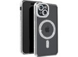 Avizar, Custodia Diamantata Per Iphone 15 - Protezione Magsafe Con Bordo In Strass, Argento