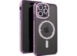Avizar, Custodia Diamantata Per Iphone 15 Pro - Protezione Magsafe Con Bordo In Strass, Viola