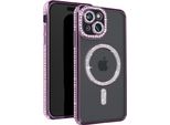 Avizar, Custodia Diamantata Per Iphone 15 - Protezione Magsafe Con Bordo In Strass, Viola