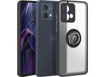 Avizar, Custodia Per Cellulare Per Motorola Moto G84 Anello In Metallo, Supporto Video, Nero