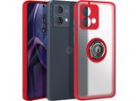 Avizar, Custodia Per Cellulare Per Motorola Moto G84 Anello In Metallo, Supporto Video, Rosso