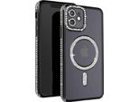 Avizar, Custodia Diamantata Per Iphone 12 - Protezione Magsafe Con Bordo In Strass, Nero