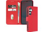 Avizar, Custodia In Ecopelle Con Funzione Di Supporto Per Samsung Galaxy S24 Fe, Rosso