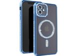 Avizar, Custodia Diamantata Per Iphone 12 - Protezione Magsafe Con Bordo In Strass, Blu Chiaro