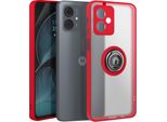 Avizar, Custodia Per Cellulare Per Motorola Moto G14 Anello In Metallo, Supporto Video, Rosso