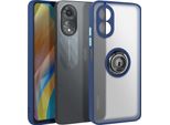 Avizar, Custodia Per Cellulare Per Oppo A38 Anello In Metallo, Supporto Video, Blu Scuro