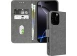 Avizar, Custodia In Ecopelle Con Funzione Di Supporto Per Apple Iphone 16 Pro Max, Grigio