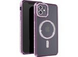 Avizar, Custodia Diamantata Per Iphone 12 - Protezione Magsafe Con Bordo In Strass, Viola