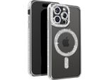 Avizar, Custodia Diamantata Per Iphone 15 Pro - Protezione Magsafe Con Bordo In Strass, Argento