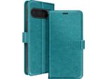 Mayaxess, Custodia A Portafoglio Google Pixel 9 Pro Xl Funzione Stand Con Cinturino, Blu Turchese