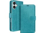 Mayaxess, Custodia A Portafoglio Apple Iphone 16 Funzione Stand Con Cinturino, Blu Turchese