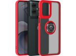 Avizar, Custodia Per Cellulare Per Motorola Moto G55 Anello In Metallo, Supporto Video, Rosso