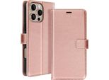 Mayaxess, Custodia A Portafoglio Apple Iphone 16 Pro Max Funzione Stand Con Cinturino A Mano, Oro Rosa