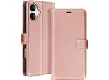 Mayaxess, Custodia A Portafoglio Apple Iphone 16 Plus Funzione Stand Con Cinturino, Oro Rosa