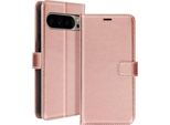 Mayaxess, Custodia A Portafoglio Google Pixel 9 Pro Xl Funzione Stand Con Cinturino, Oro Rosa