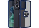 Avizar, Custodia Per Cellulare Per Motorola Moto G35 Anello In Metallo, Supporto Video, Blu Scuro