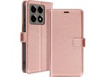 Mayaxess, Custodia A Portafoglio Xiaomi 14T Funzione Stand Con Cinturino, Oro Rosa