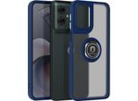 Avizar, Custodia Per Cellulare Per Motorola Moto G55 Anello In Metallo, Supporto Video, Blu Scuro