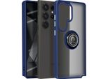 Avizar, Custodia Per Cellulare Per Samsung Galaxy S25 Ultra Anello In Metallo, Supporto Video, Blu Scuro