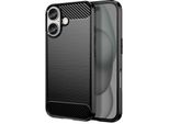Avizar, Custodia Protettiva Flessibile Per Apple Iphone 16 Plus, Effetto Carbonio, Nero