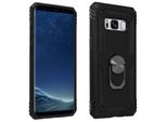 Avizar, Custodia Ibrida Per Cellulare Con Supporto Ad Anello Per Samsung Galaxy S8, Nero