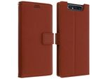 Samsung Galaxy A80 Flip Cover Con Slot Per Schede E Funzione Stand - Marrone
