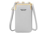Borsa A Tracolla Per Smartphone In Ecopelle Martellata Con Scomparti Multipli Grigio
