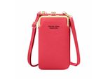 Borsa A Tracolla Per Smartphone In Ecopelle Martellata Con Scomparti Multipli Rosa