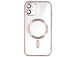Custodia In Silicone Magsafe Per Apple Iphone 11 Protezione Fotocamera Cornice Oro Rosa Cromata
