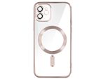 Custodia In Silicone Magsafe Per Apple Iphone 12 Protezione Fotocamera Cornice Oro Rosa Cromata