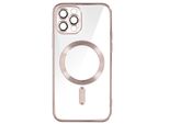 Custodia In Silicone Magsafe Apple Iphone 12 Pro Protezione Fotocamera Cornice Oro Rosa Cromata