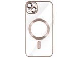 Custodia In Silicone Magsafe Per Apple Iphone 14 Protezione Fotocamera Cornice Oro Rosa Cromo