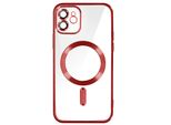 Custodia In Silicone Magsafe Apple Iphone 12 Protezione Fotocamera Cornice Cromata Rosso